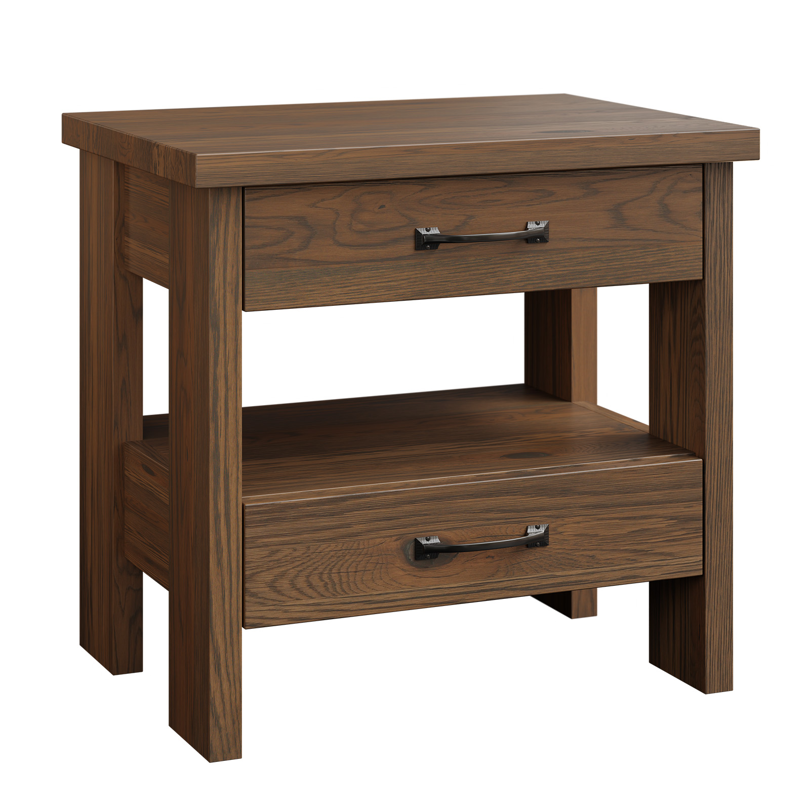Cheyenne-2DR-Open Nightstand-Rustic White Oak-River Rock