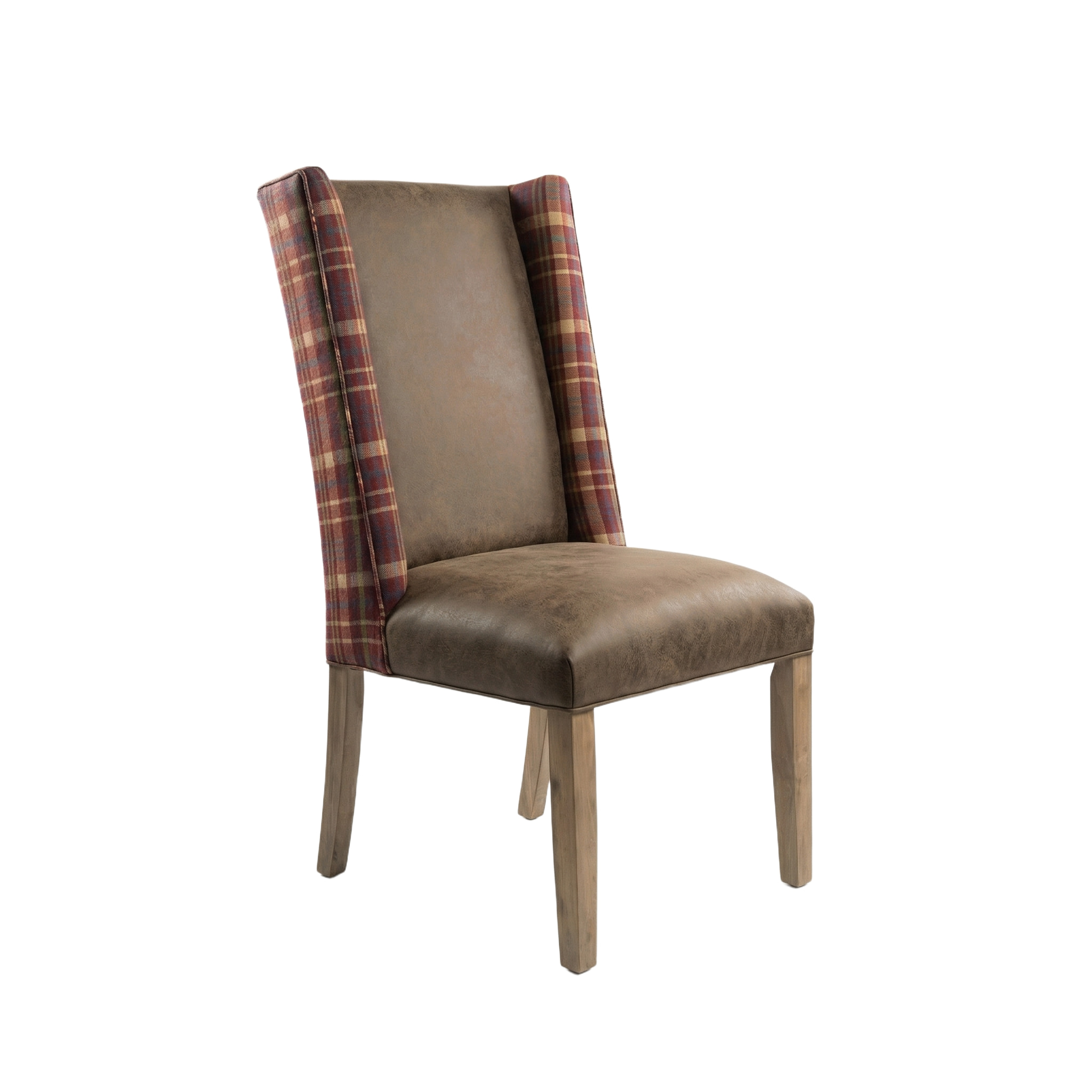 Sterling Chair with plaid fabric and leather for Field & Stream