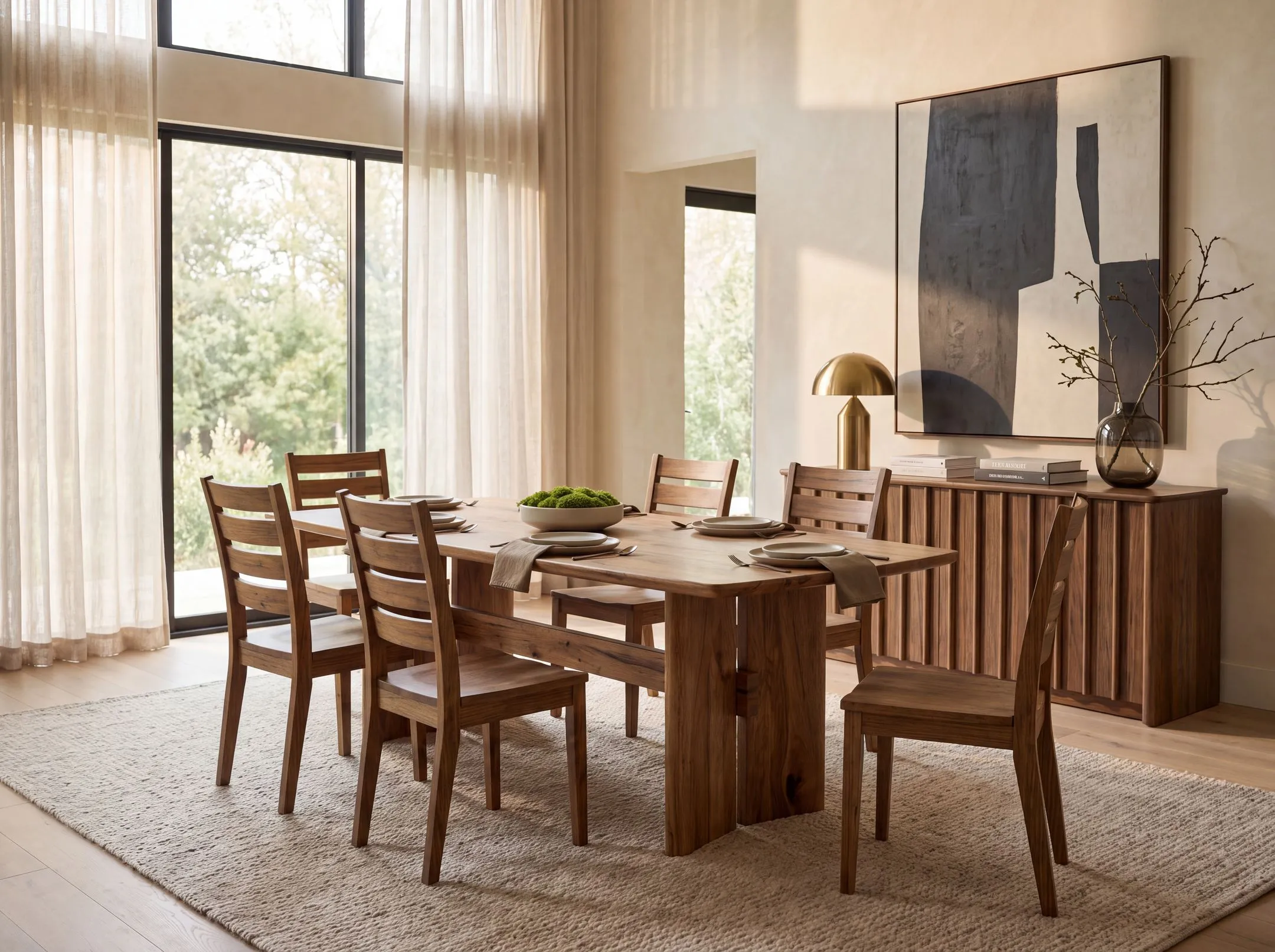 Augusta Table with Dover Side Chairs and Augusta Server room setting