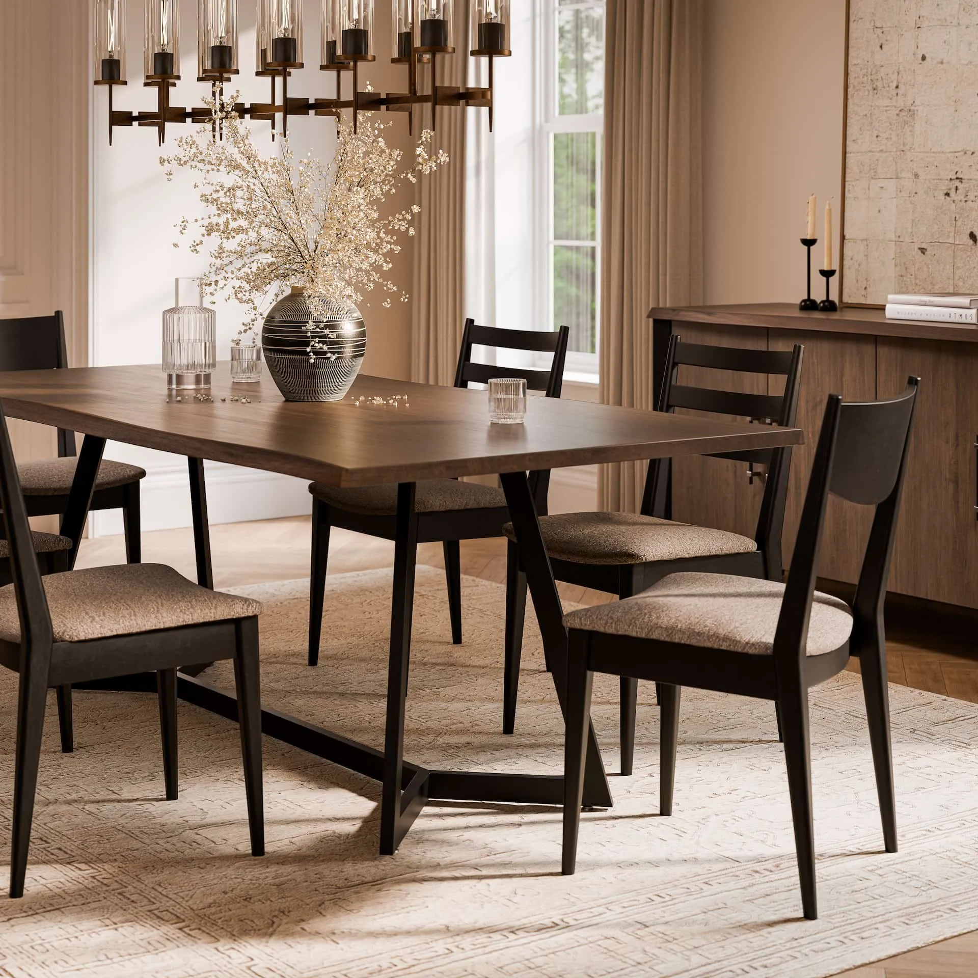 Uptown Dining Collection in Brown Maple Shadow room setting