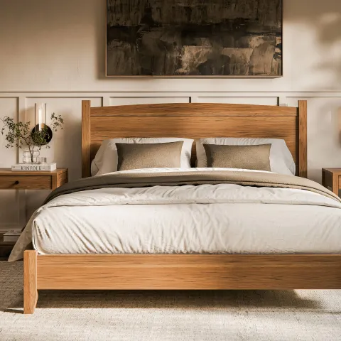 Amanda Arch Bed Rustic Hickory FC Sandstone room setting