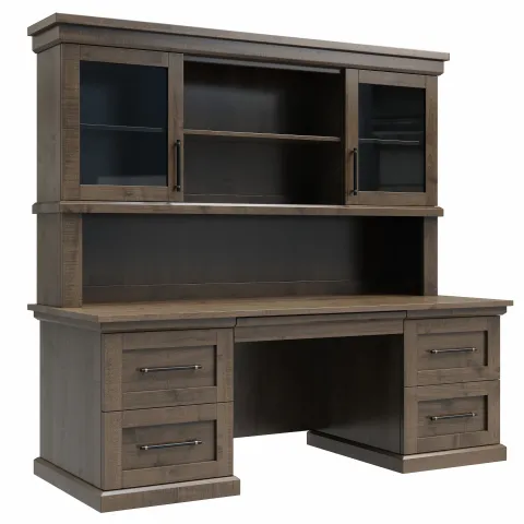 Santorini Office - Executive Desk + Hutch - 72 inch with Glass Door Inserts