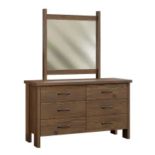Cheyenne-6DR-Dresser-With Mirror-Rustic White Oak-River Rock