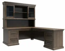 Santorini Office - Executive L Desk + Hutch with Glass Door Inserts