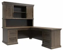 Santorini Office - Executive L Desk + Hutch with Wood Door Inserts