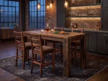 Timber Bar Table with counter chairs room setting