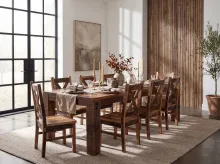 Timber Solid Top dining table with Timber chairs room setting