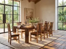 Timber Solid Top dining table with Timber chairs room setting