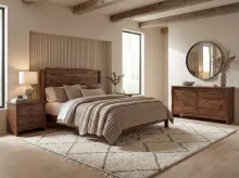 Timber Live Edge Bed with dresser and nightstands room setting