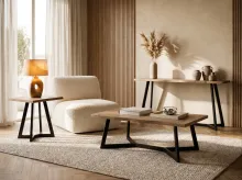 Uptown Coffee Table, Lamp Table and Console Table living room setting