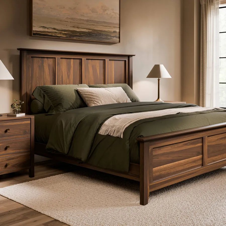 Amanda Bed Rustic Walnut Belair room setting