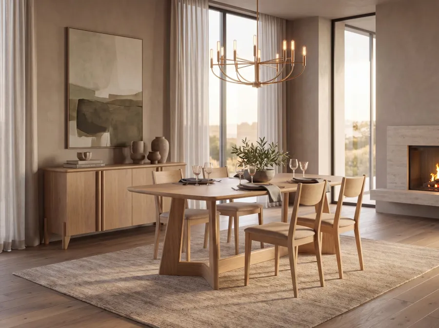 Amber Table with dining chairs and Amber Server room setting