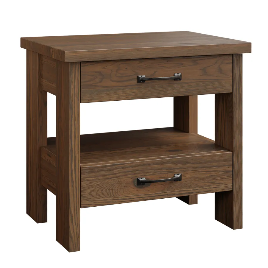 Cheyenne-2DR-Open Nightstand-Rustic White Oak-River Rock
