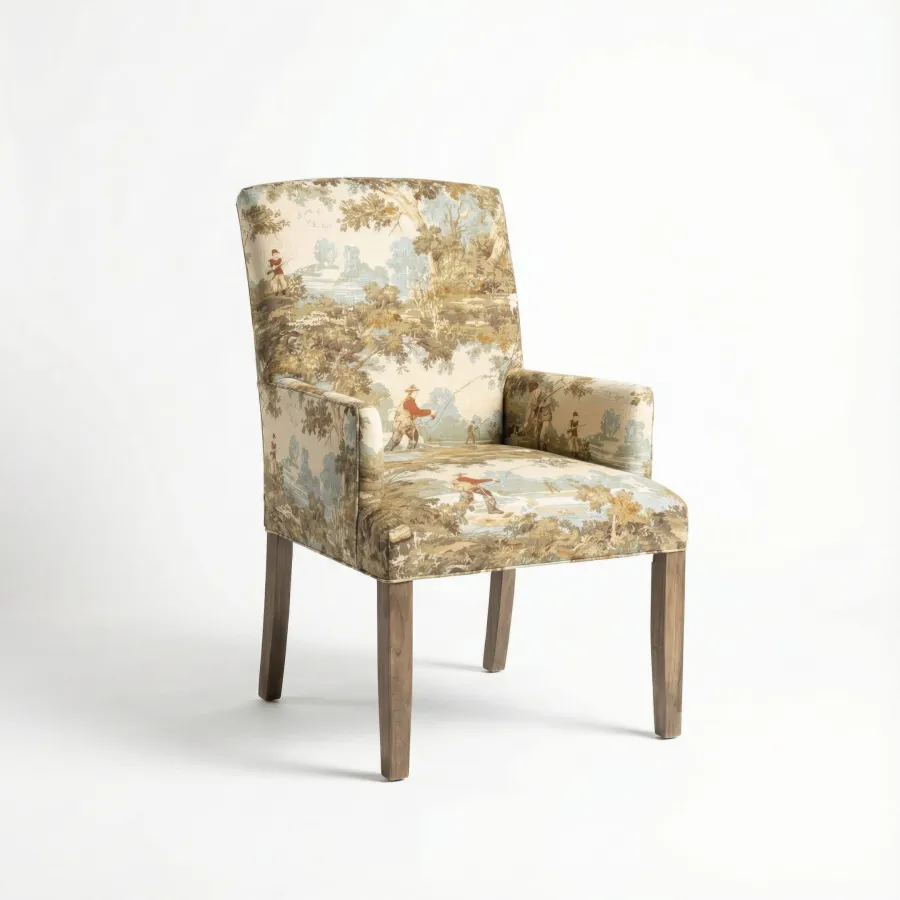 Sylvia Arm Chair in a graphic print fabric