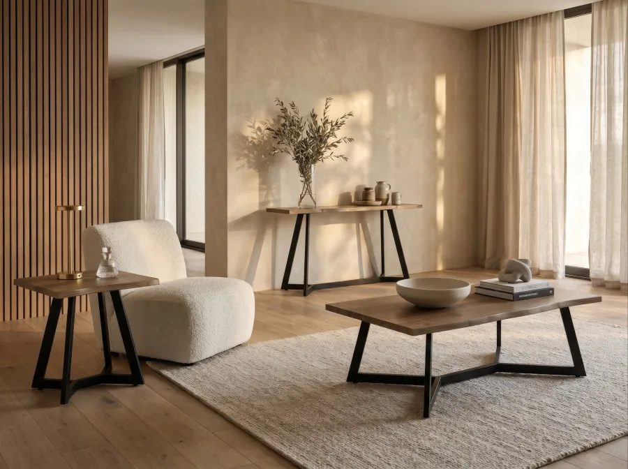Uptown Coffee Table, Lamp Table and Console Table living room setting
