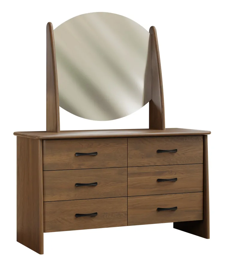Urban Barnwood-Pueblo-60in-Dresser-With Mirror-Rustic White Oak